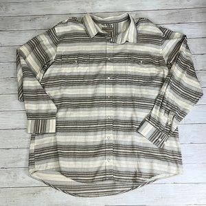 Scandia Woods striped cotton pearl snap down shirt, 2XL